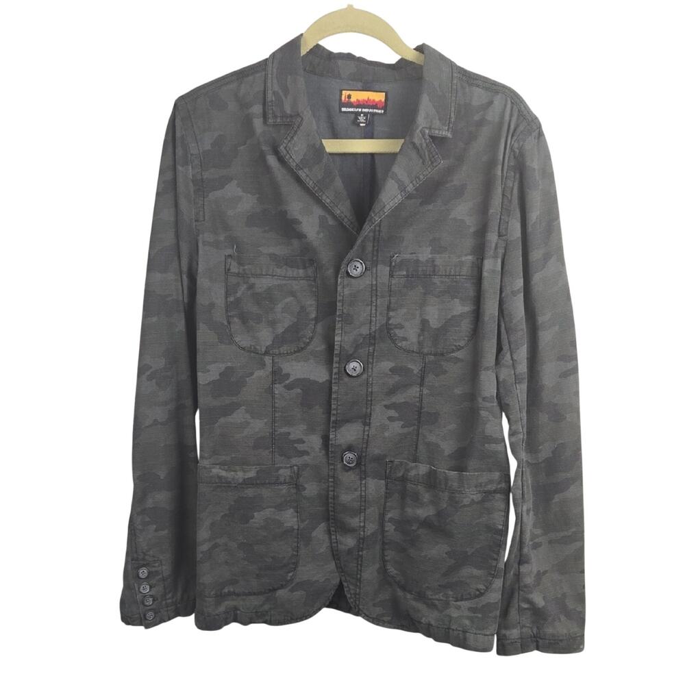 Brooklyn Industries Camo Print Cotton Blazer Jacket Green Medium